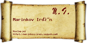 Marinkov Irén névjegykártya